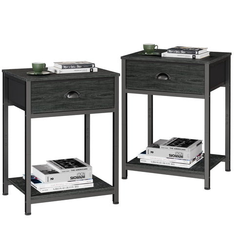 Furologee nightstand with fabric drawer for organized, dust-minimized storage