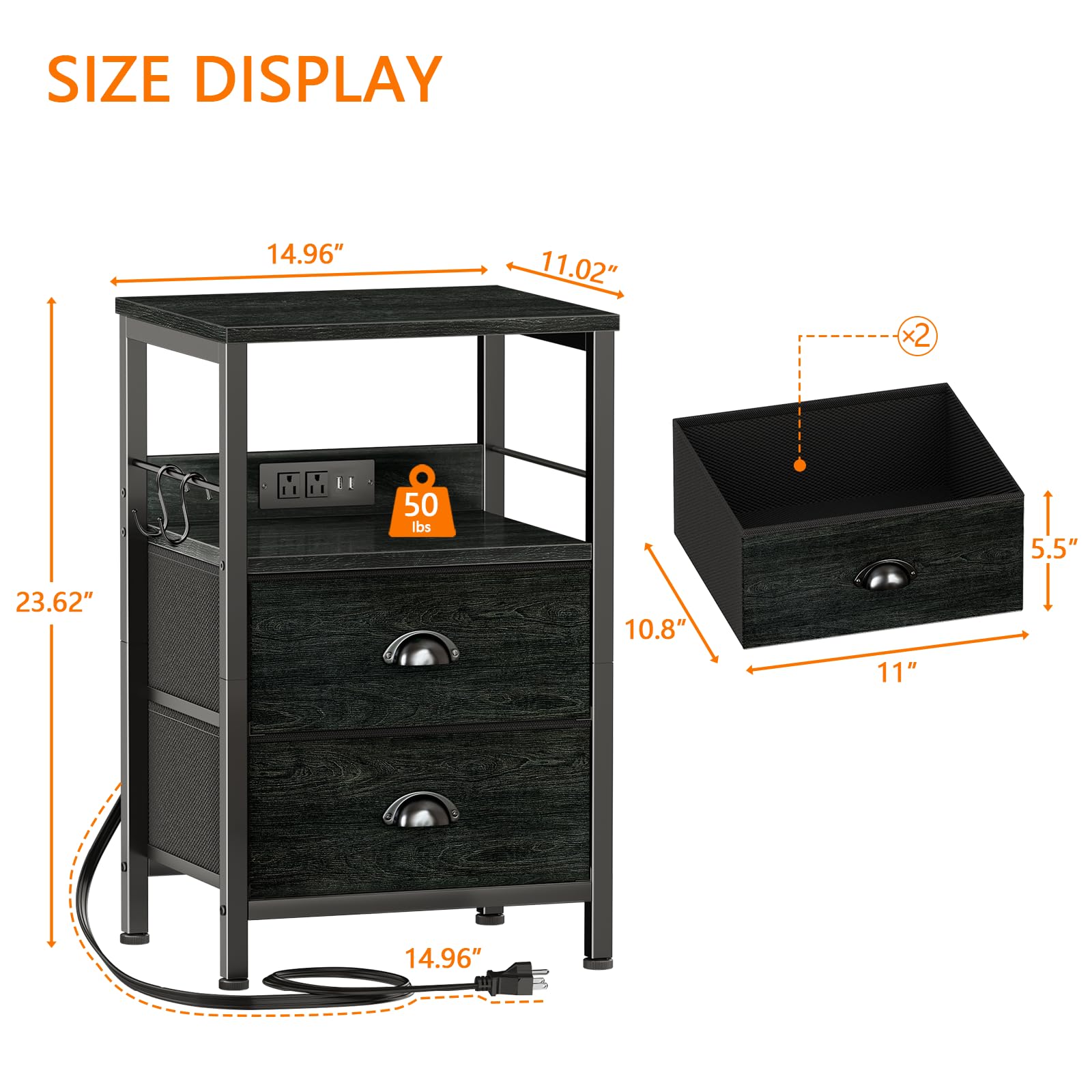 Furologee nightstand fabric drawers designed to keep items dust-free