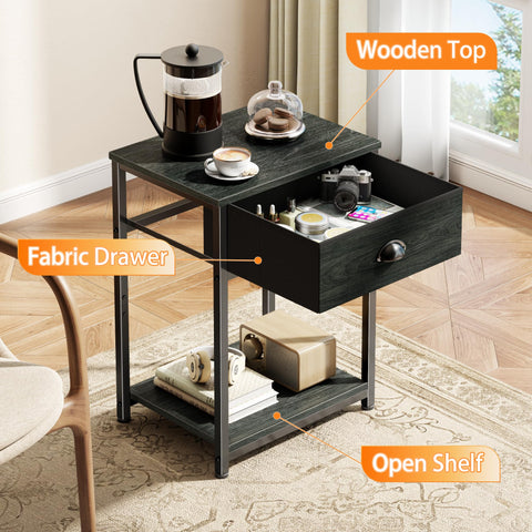 Furologee nightstand open-top shelf display ideal for photos and small plants.