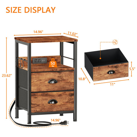 Furologee nightstand safety backboard with charging unit demonstrates spill-safe cord management