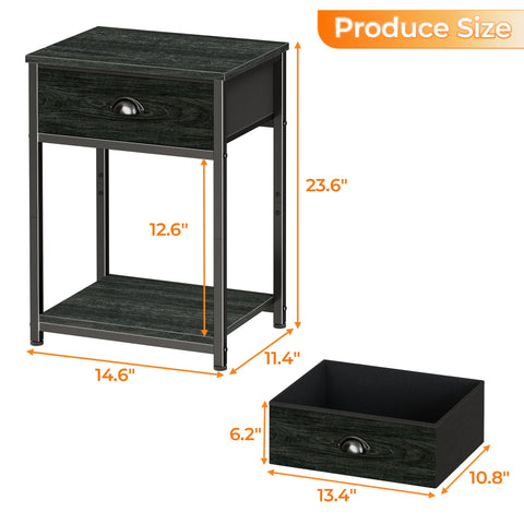 Furologee nightstand side-shelf storage displaying open space for books and decor.