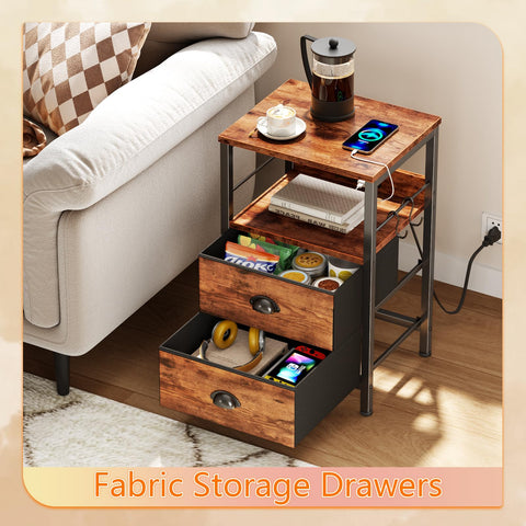 Furologee rustic nightstand frame features adjustable feet to protect floors
