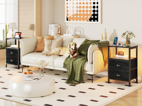 Furologee nightstands solid construction with metal frame for stable bedside support.