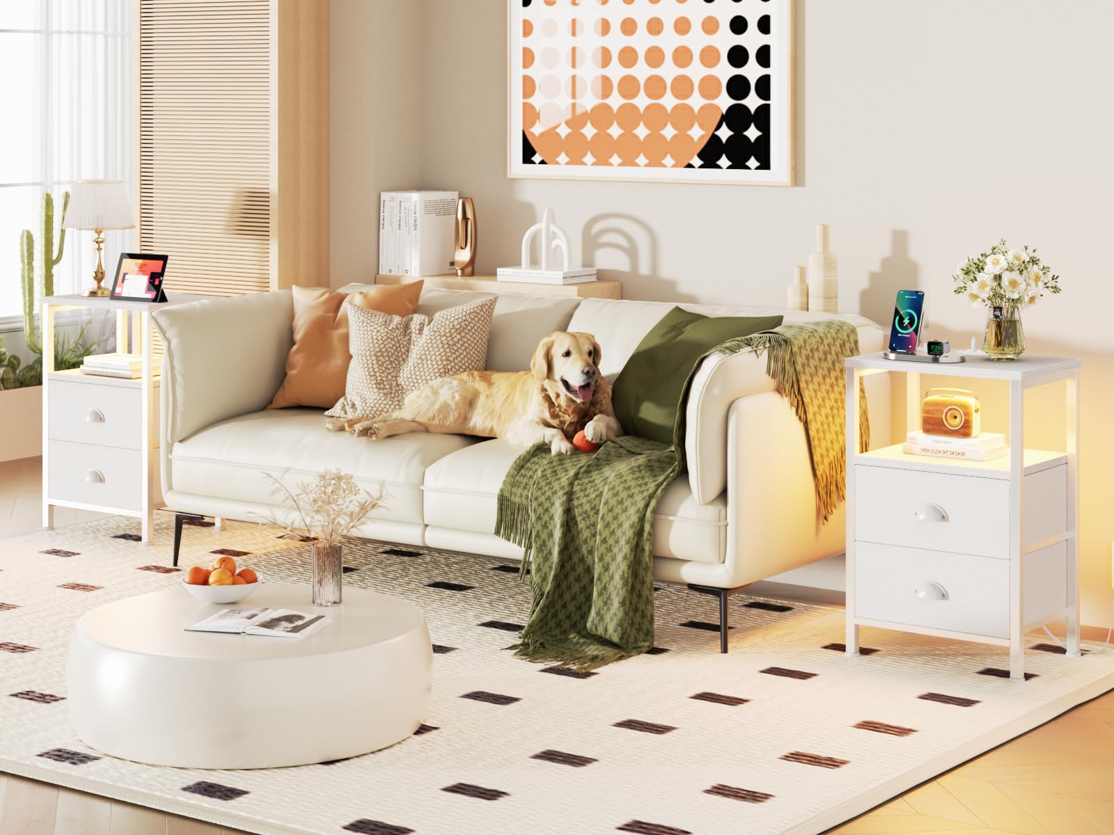 Furologee two-tier shelves ideal for books and remotes.