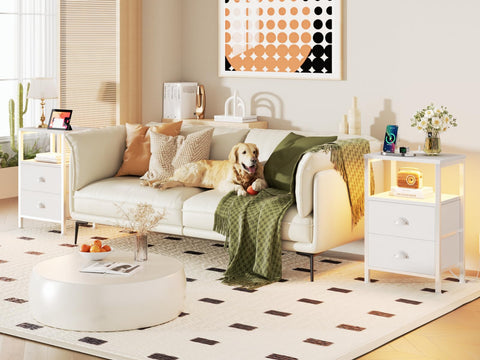 Furologee two-tier shelves ideal for books and remotes.