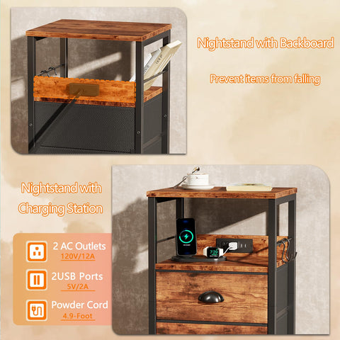 Furologee nightstand two-tier shelves provide flexible space for books, remotes, and decor