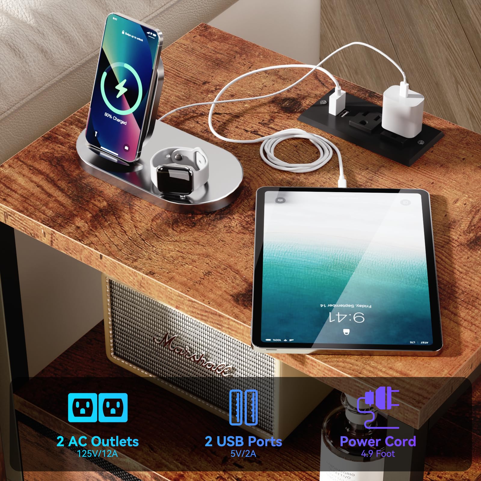 Furologee nightstands open shelves store books within reach