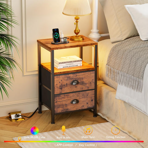 Furologee nightstands rustic brown finish blends with various decor styles