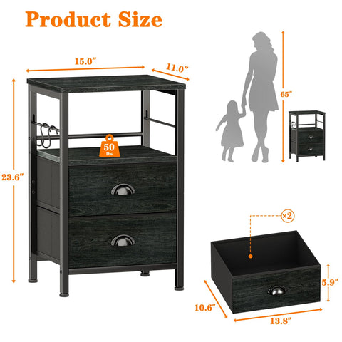 Furologee Nightstands Set 2 fabric drawers keep items breathable.