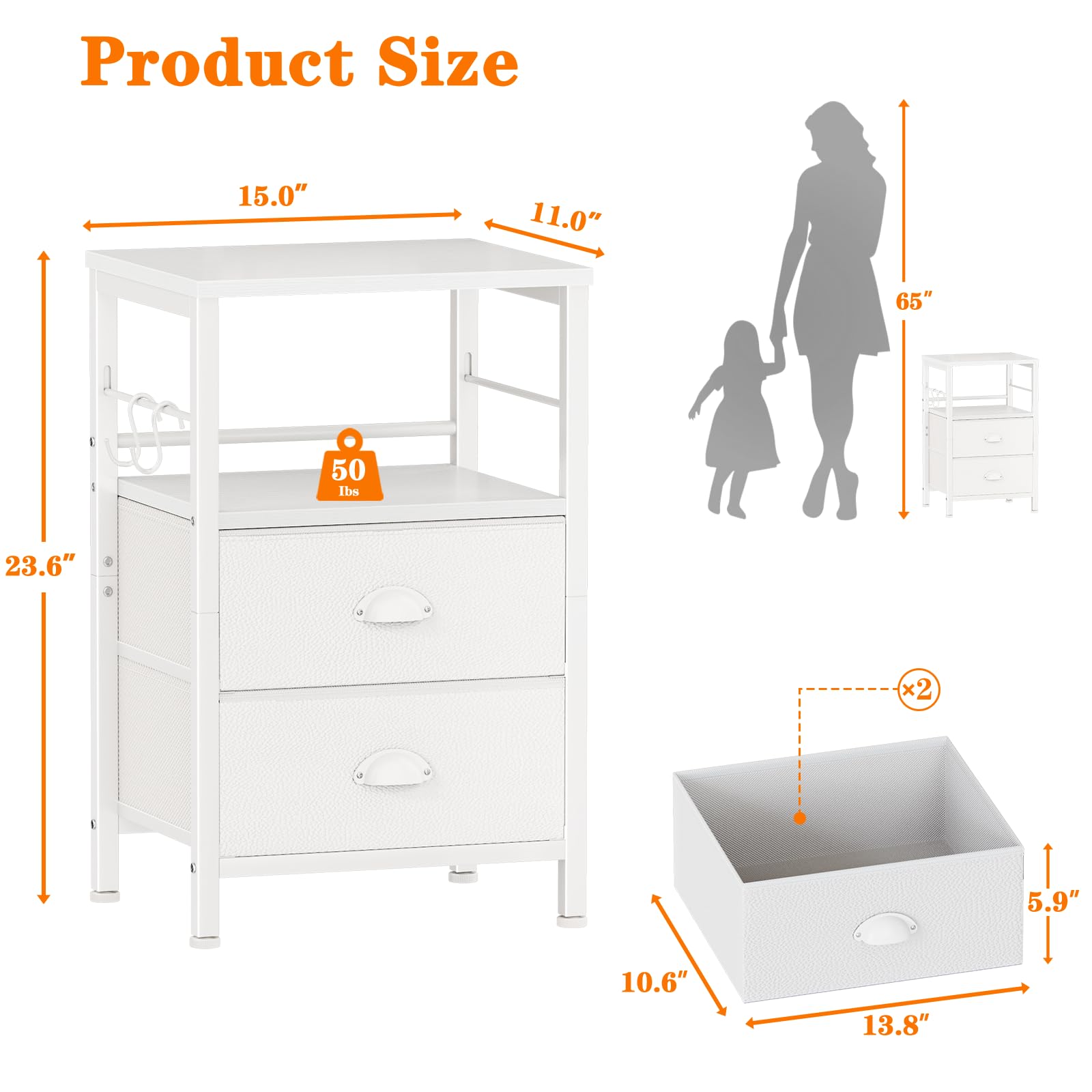 Furologee nightstands open storage shelf ideal for books and devices.