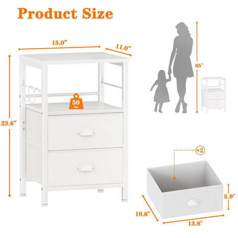 Furologee nightstands open storage shelf ideal for books and devices.