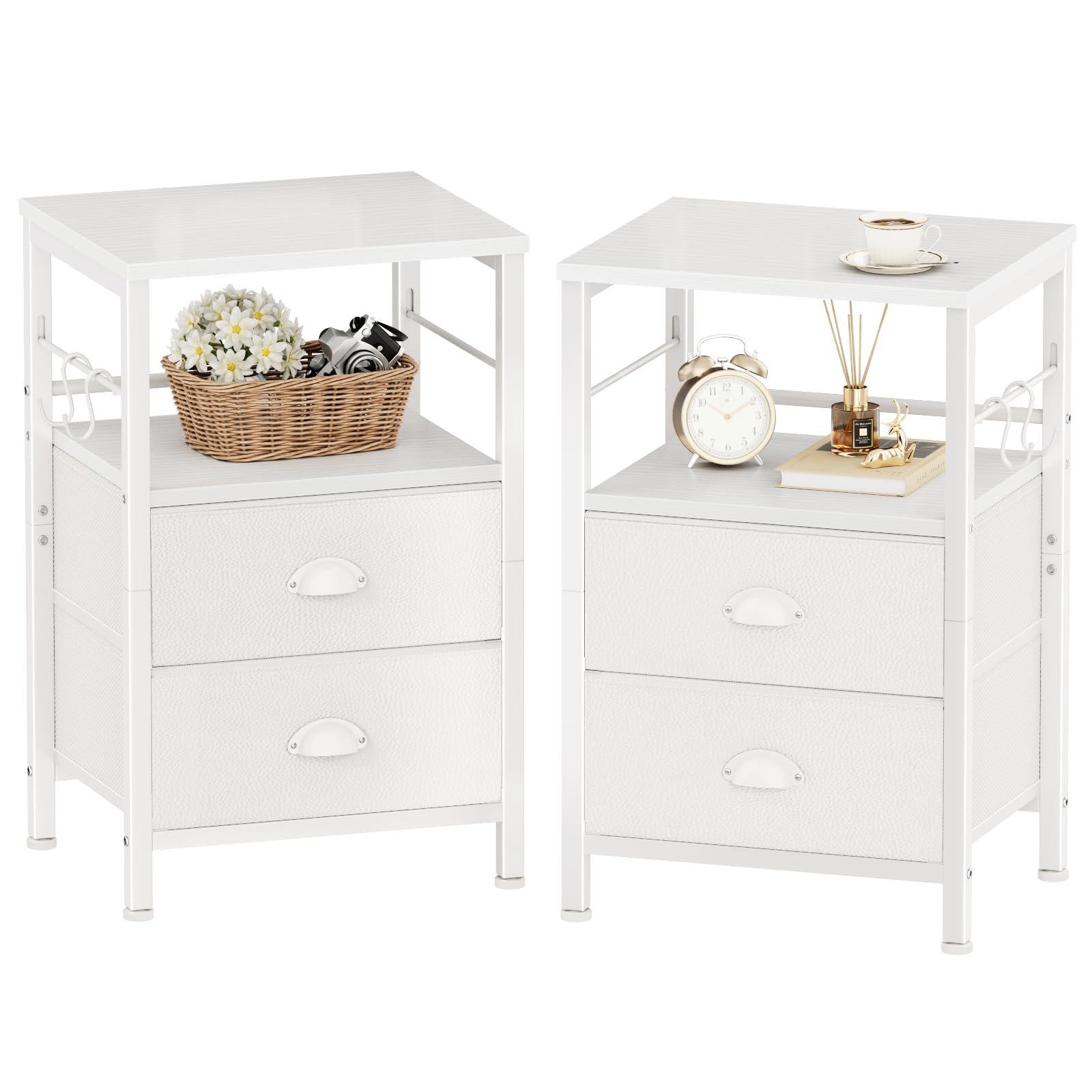 Furologee nightstands top shelf view for convenient bedside storage.