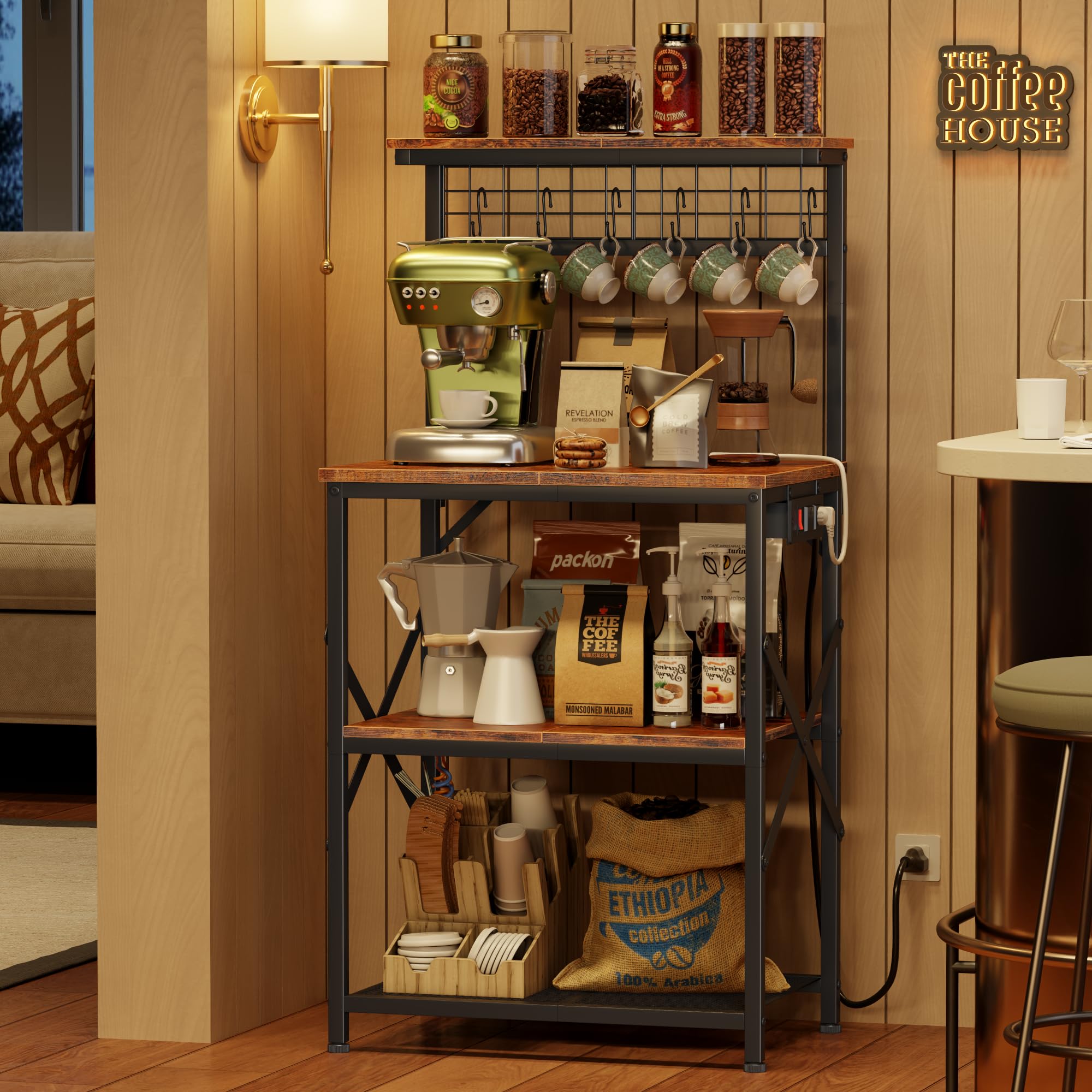 Furologee pegboard storage adds versatile hanging space for cups and tools.