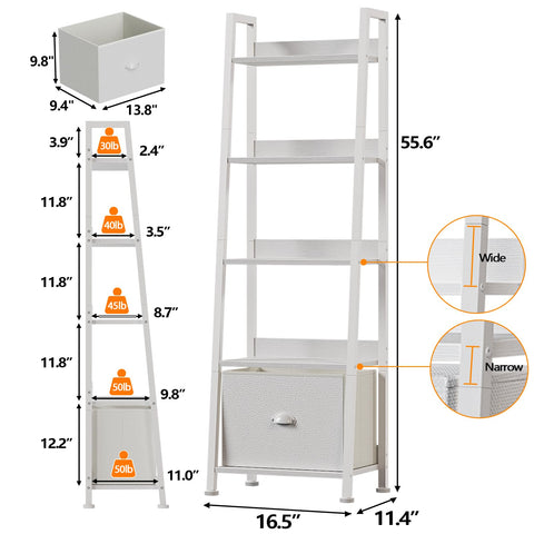 Furologee removable fabric drawer on ladder shelf for versatile storage