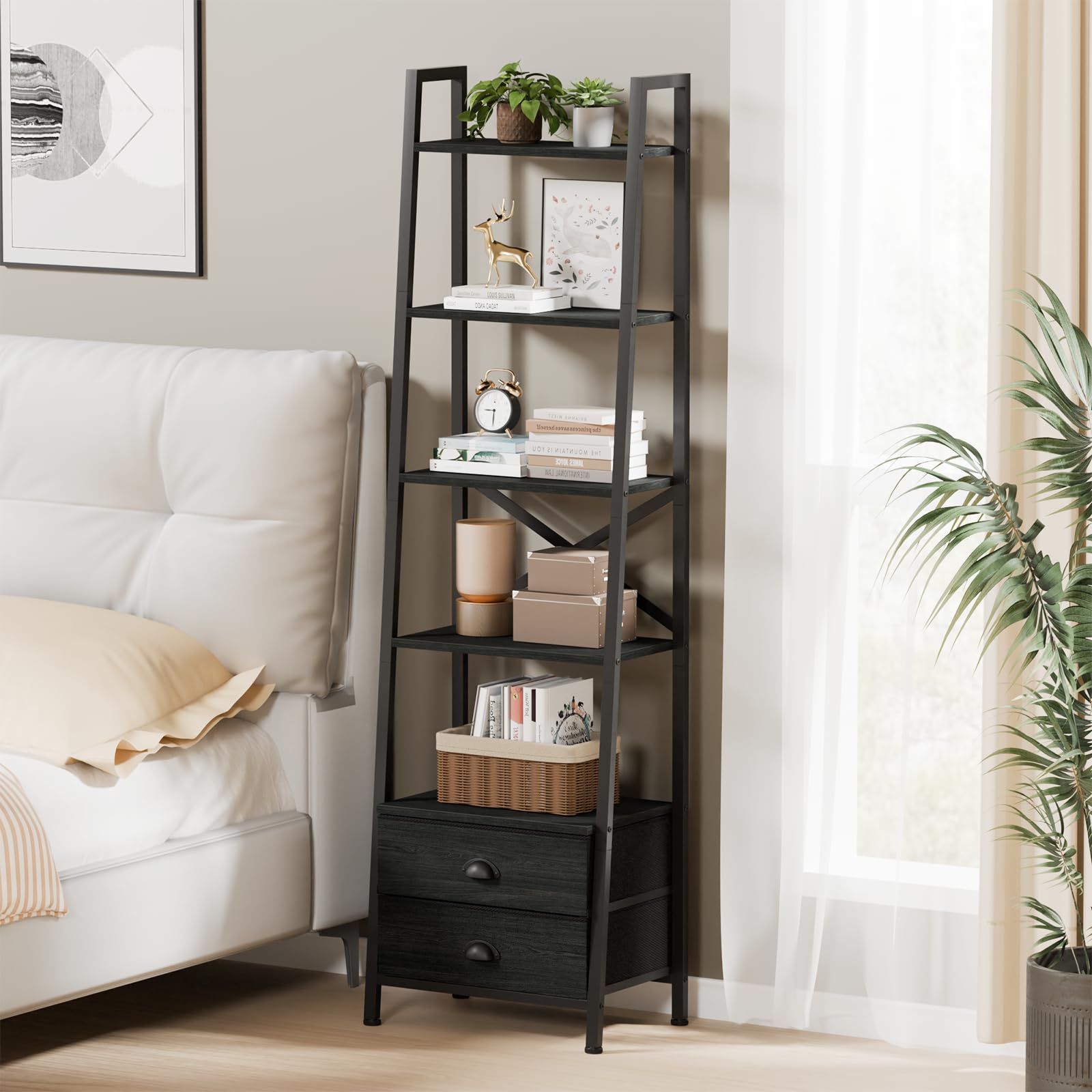 Furologee removable fabric drawers offer hidden storage.