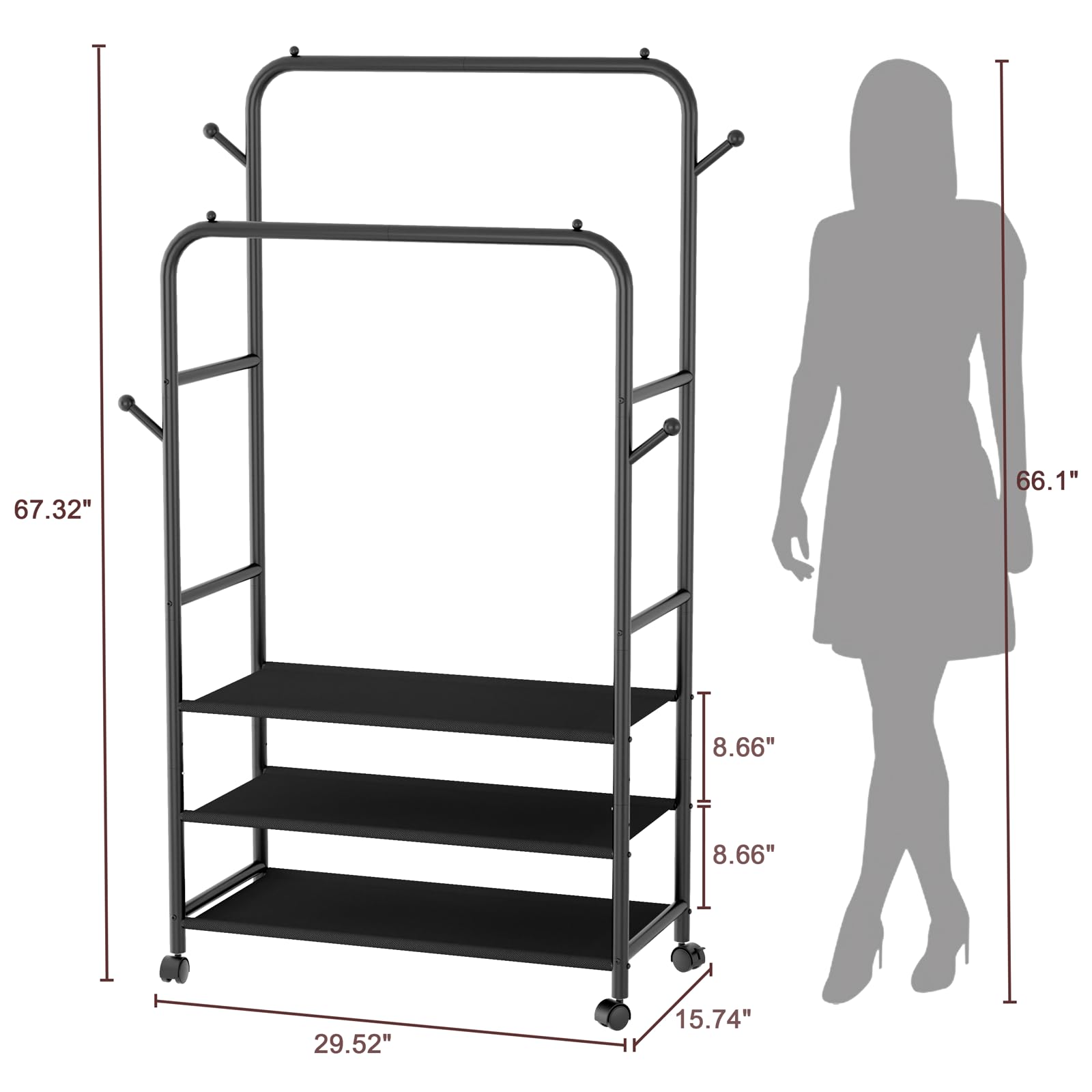 Furologee rolling wardrobe on wheels moves easily between rooms for laundry and living spaces.