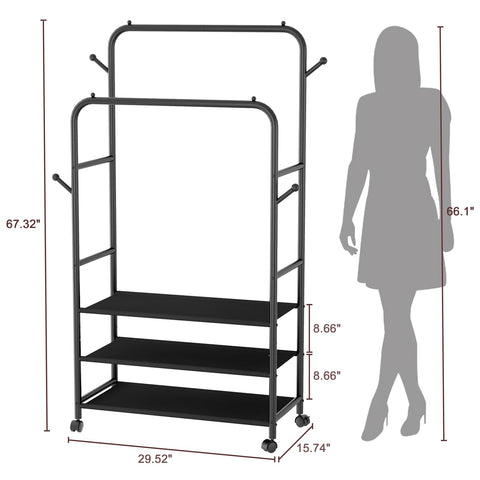 Furologee rolling wardrobe on wheels moves easily between rooms for laundry and living spaces.