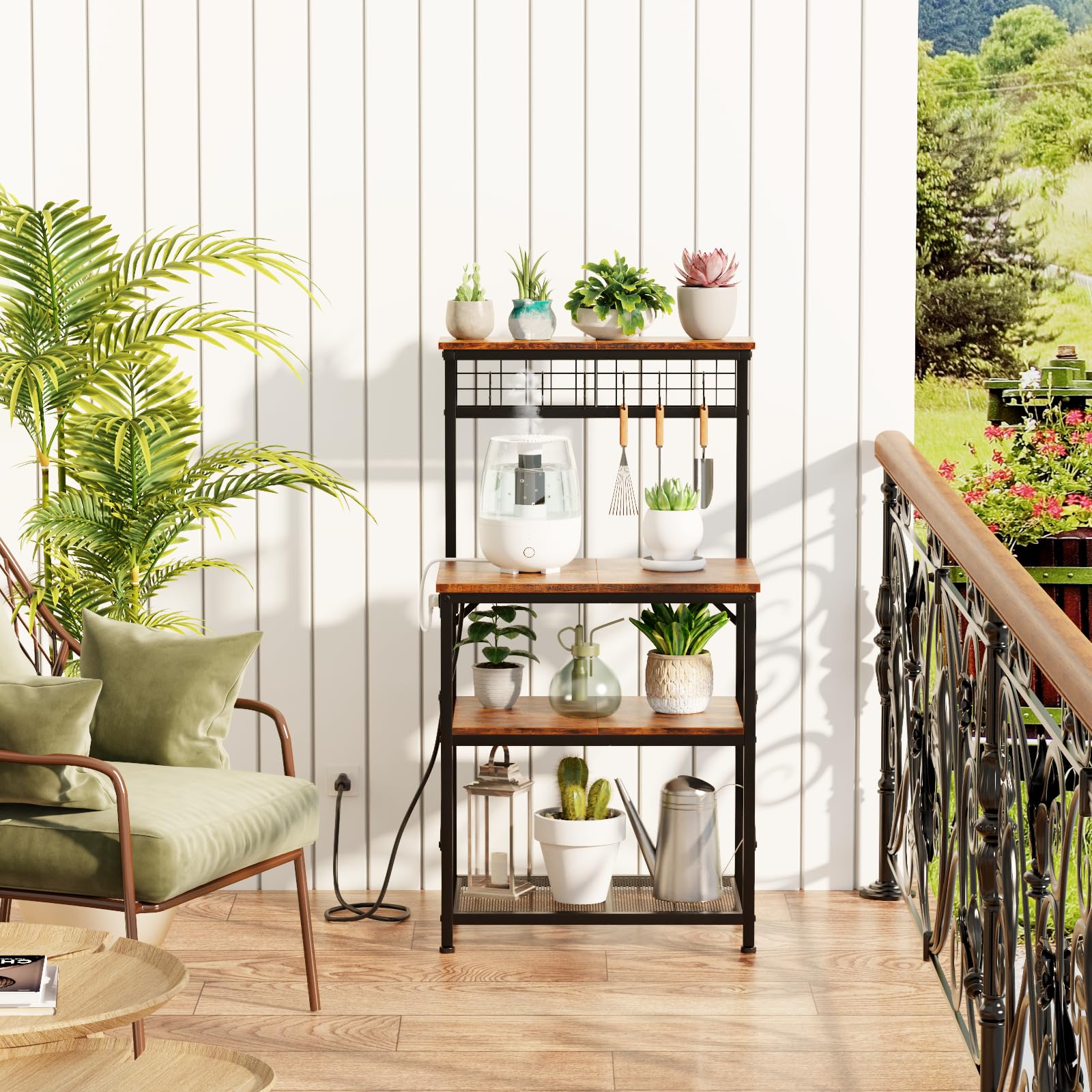 Furologee rustic brown kitchen cart complements any home decor.
