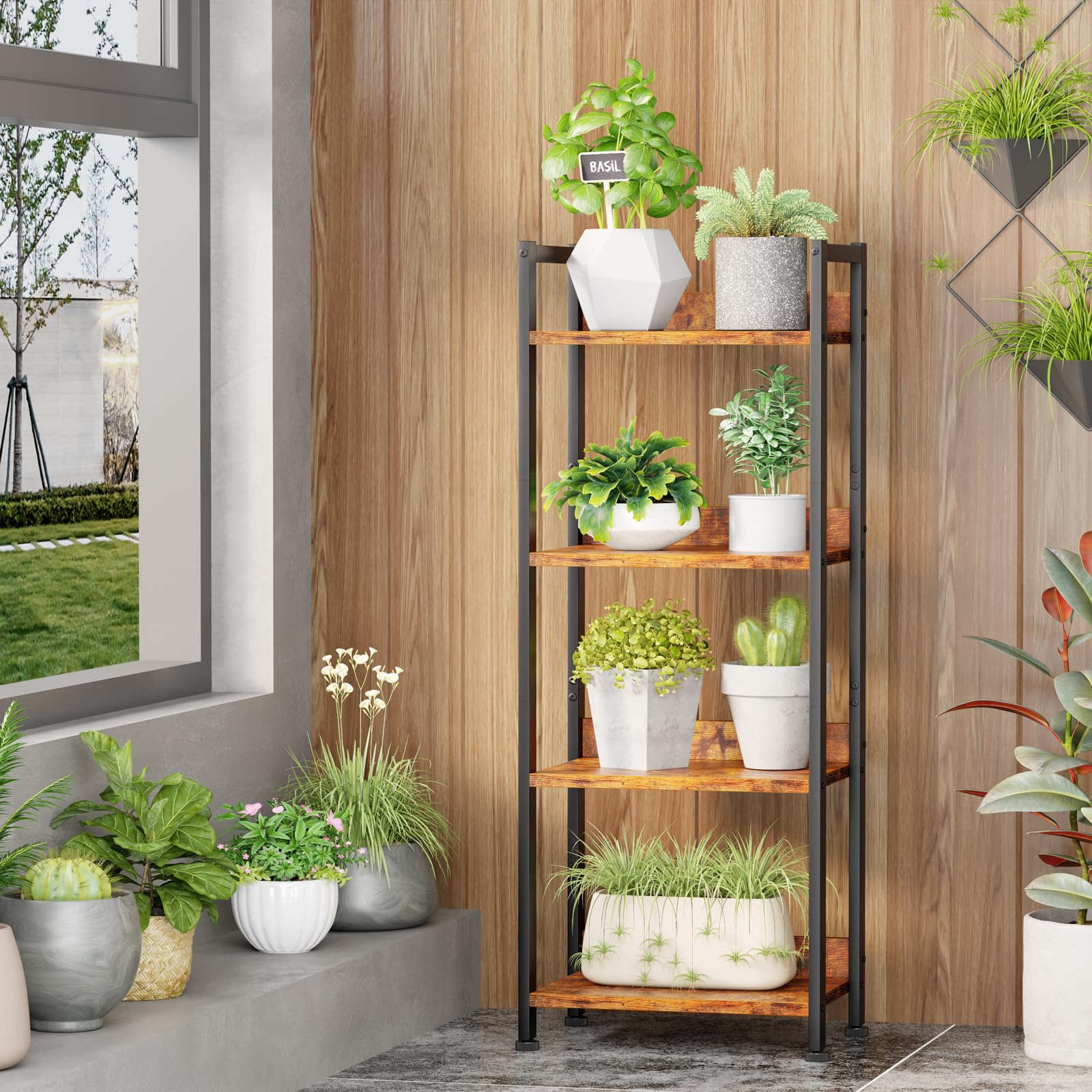 Furologee rustic brown standing shelf complements bedrooms and living areas.
