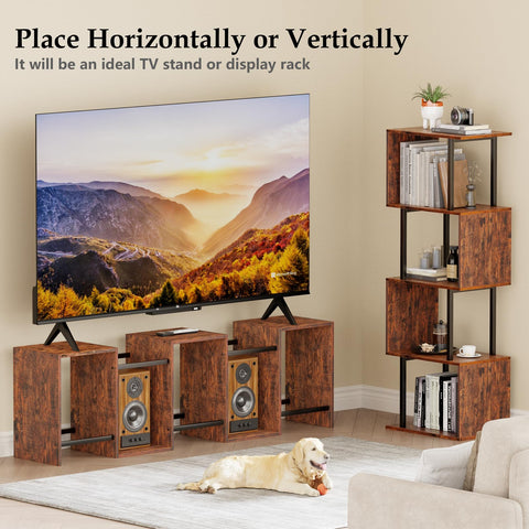 Furologee S-Shaped Bookcase with metal frame for sturdy daily use