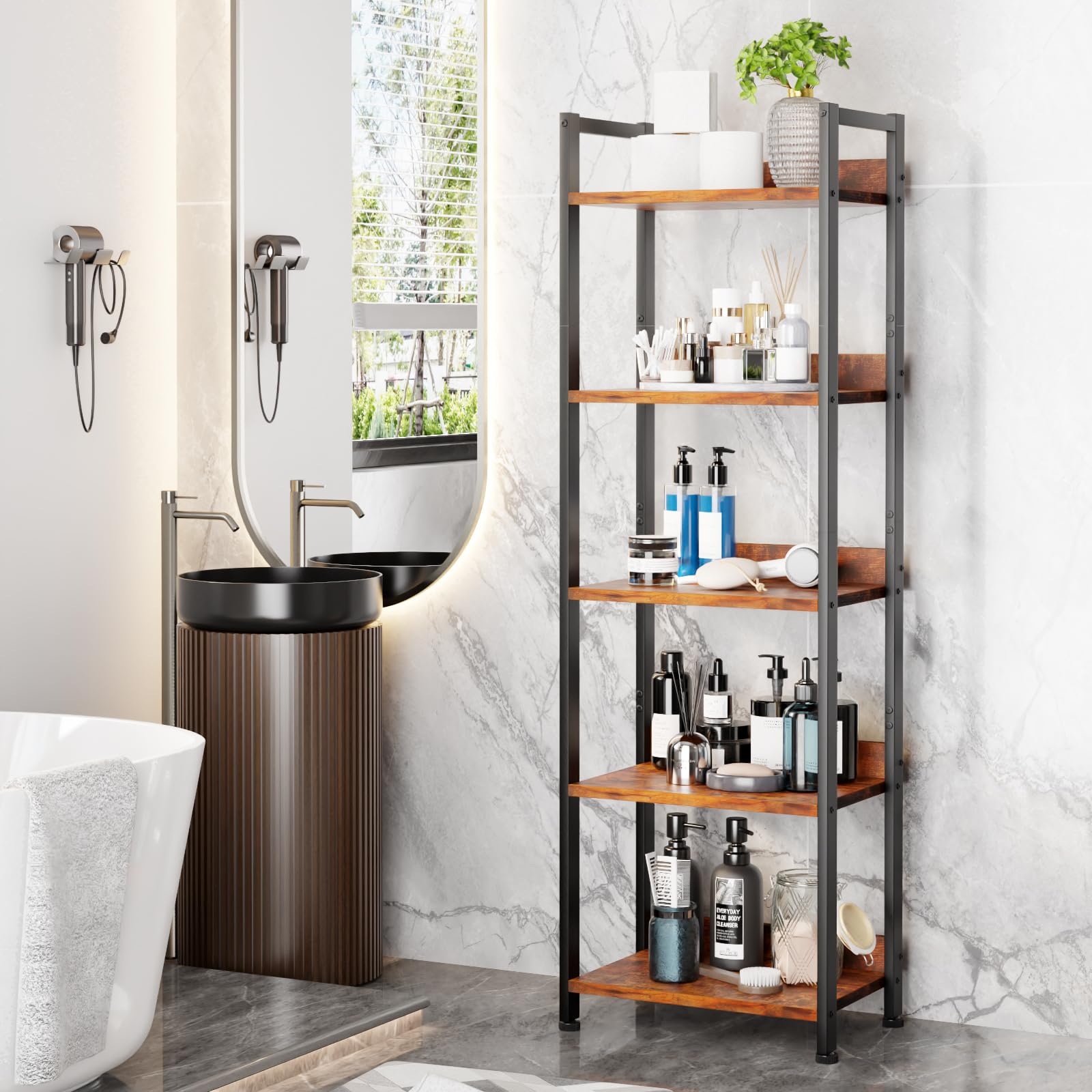 Furologee 30-pound shelf capacity supports books, decor, and small storage bins.