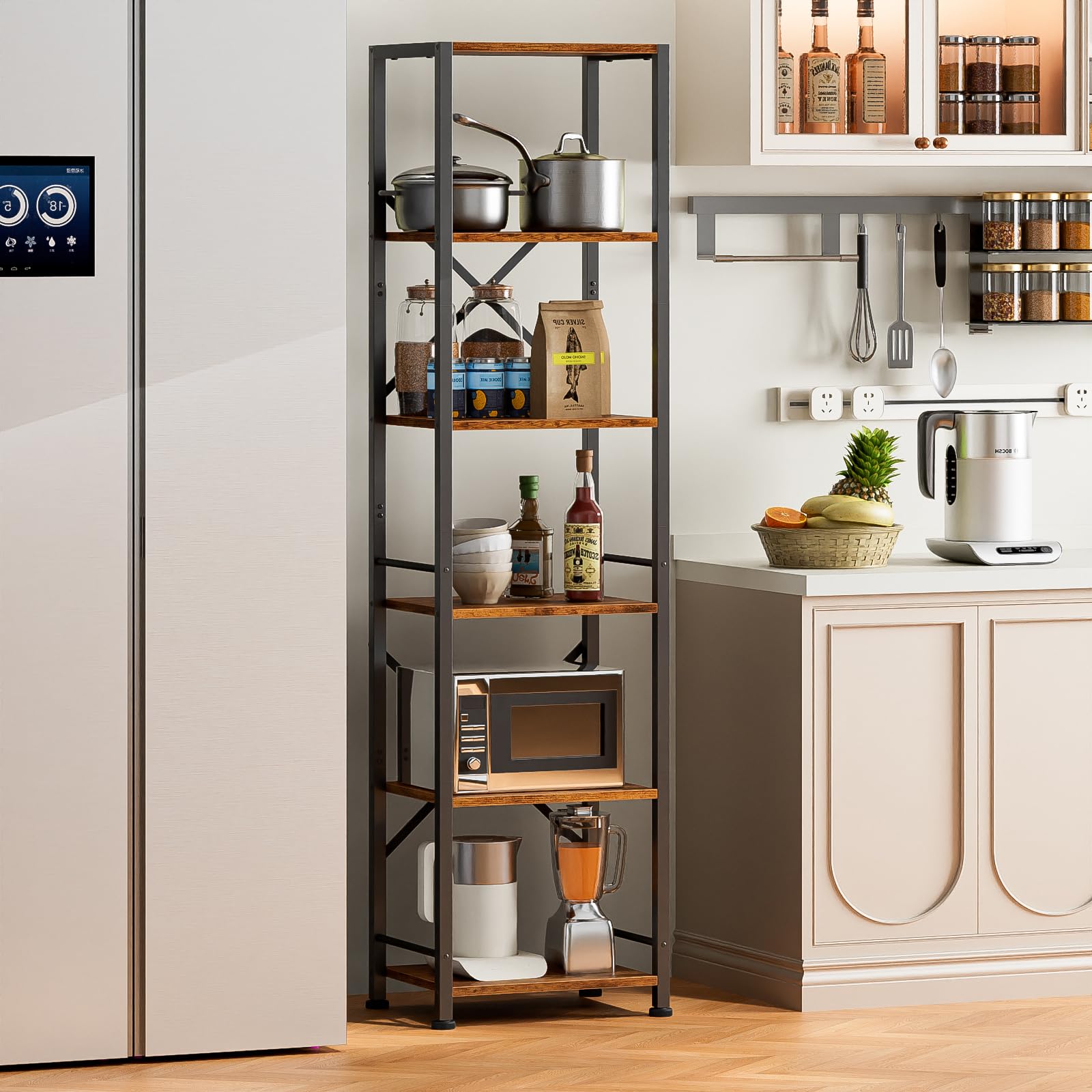 Furologee six-tier tall bookshelf assembly guide shows easy setup.