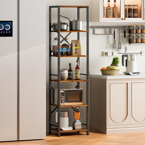 Furologee six-tier tall bookshelf assembly guide shows easy setup.
