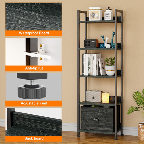 Furologee slim bookcase fits narrow spaces while providing storage