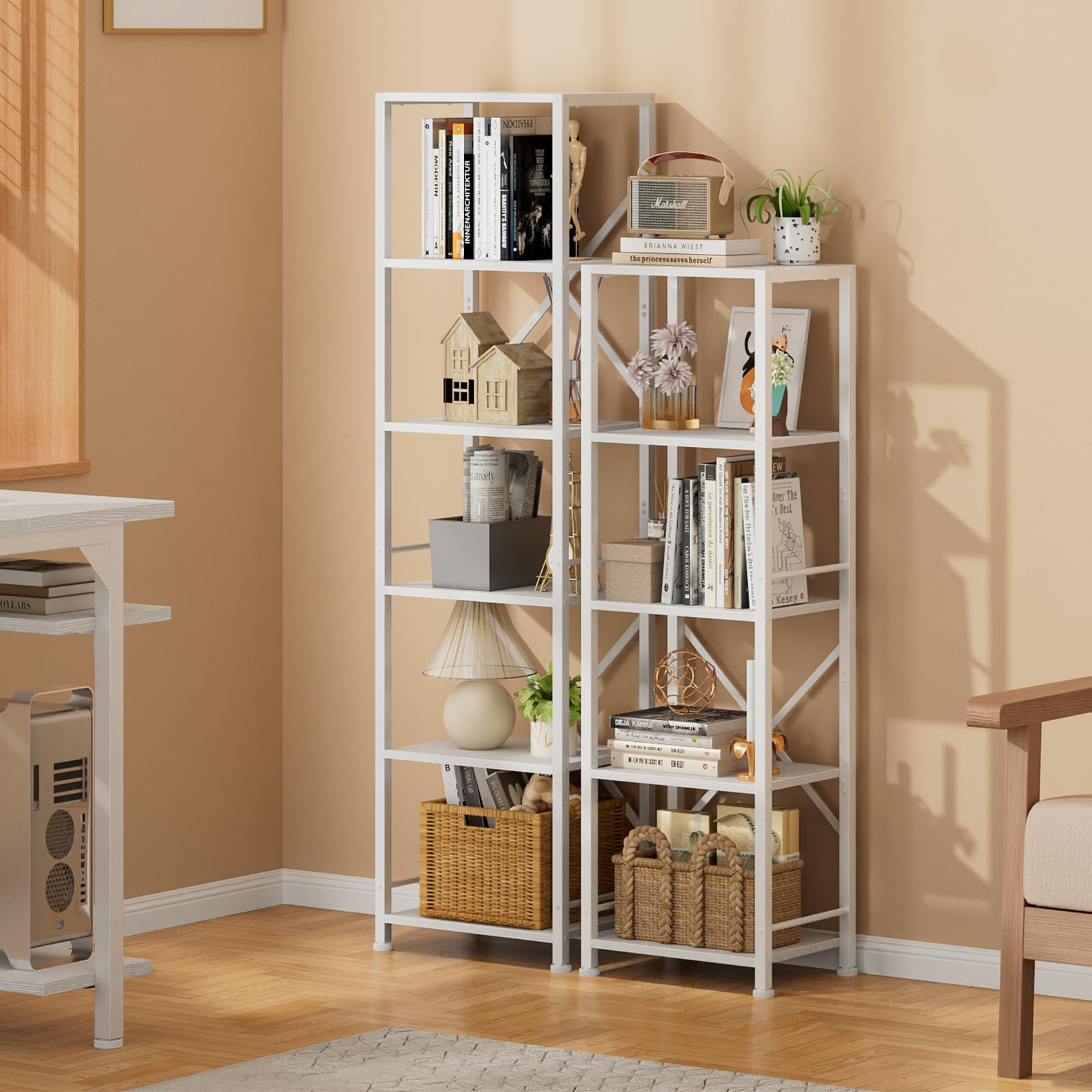Furologee slim storage shelf for books, plants, and decor