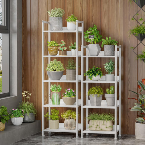 Furologee White 4-Tier Bookshelf shelves support up to 30 lb for stable displays.