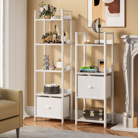 Furologee White 4-Tier Bookshelf assembly is simple with labeled parts and included tools.