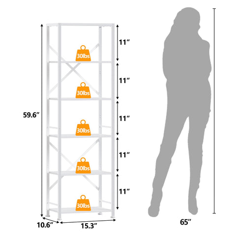 Furologee white tall bookcase side view ideal for corner placement