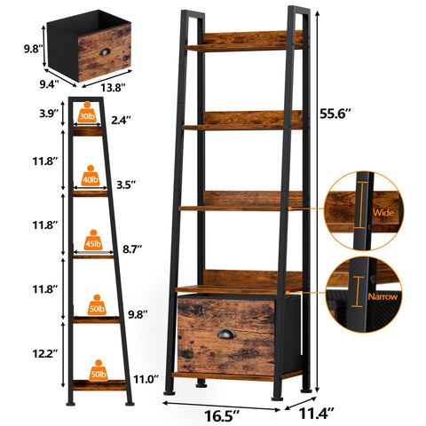 Furologee ladder shelf wood and metal design blends rustic charm with durability