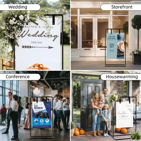 Elegant seating chart easel by Furosa helps guests locate their tables efficiently.