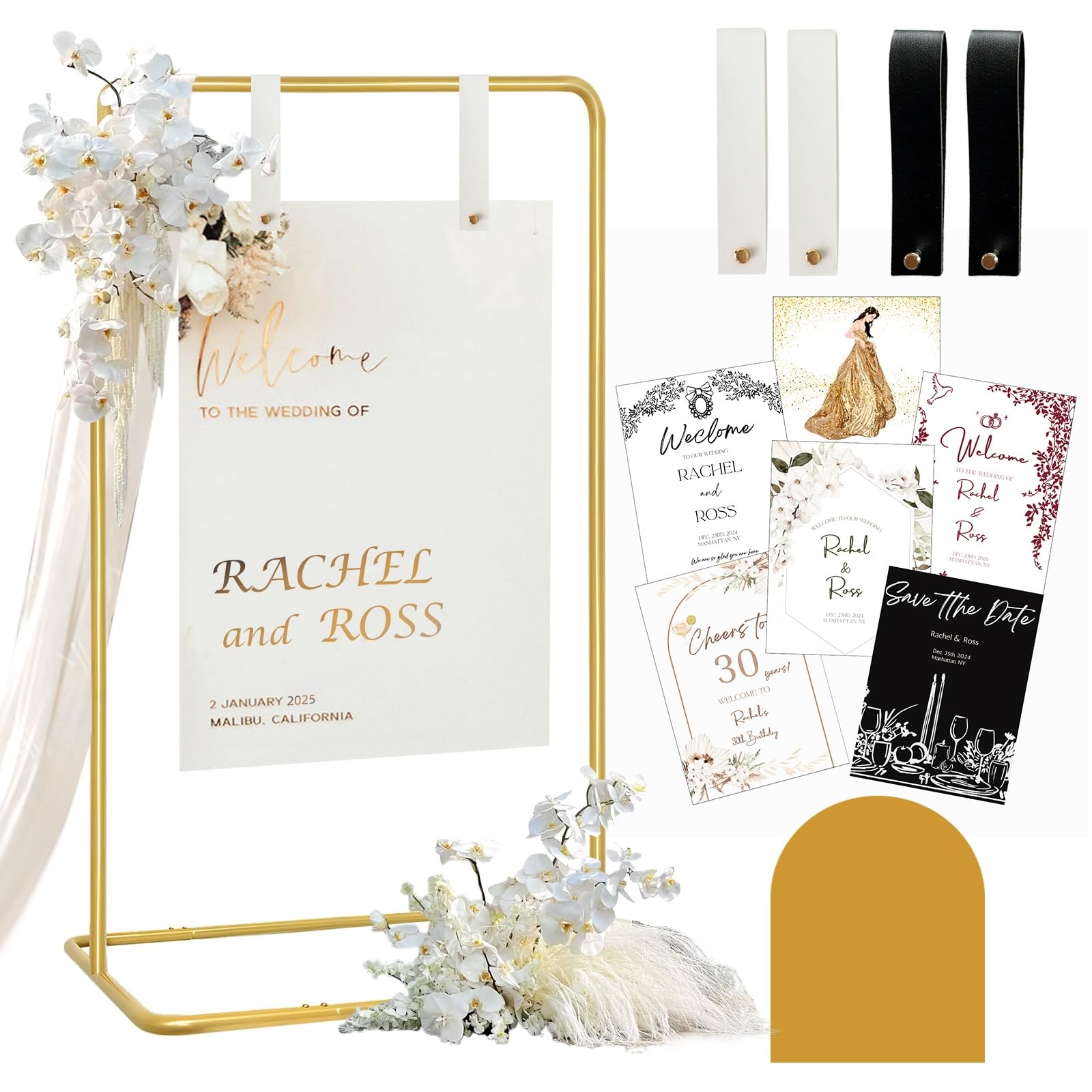 Furosa wedding sign holder 30-wide display showcases welcome signs clearly for guests.