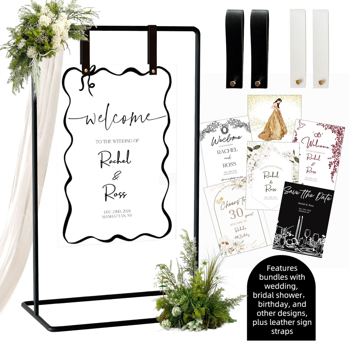 Furosa wedding sign holder with adjustable stand for versatile displays