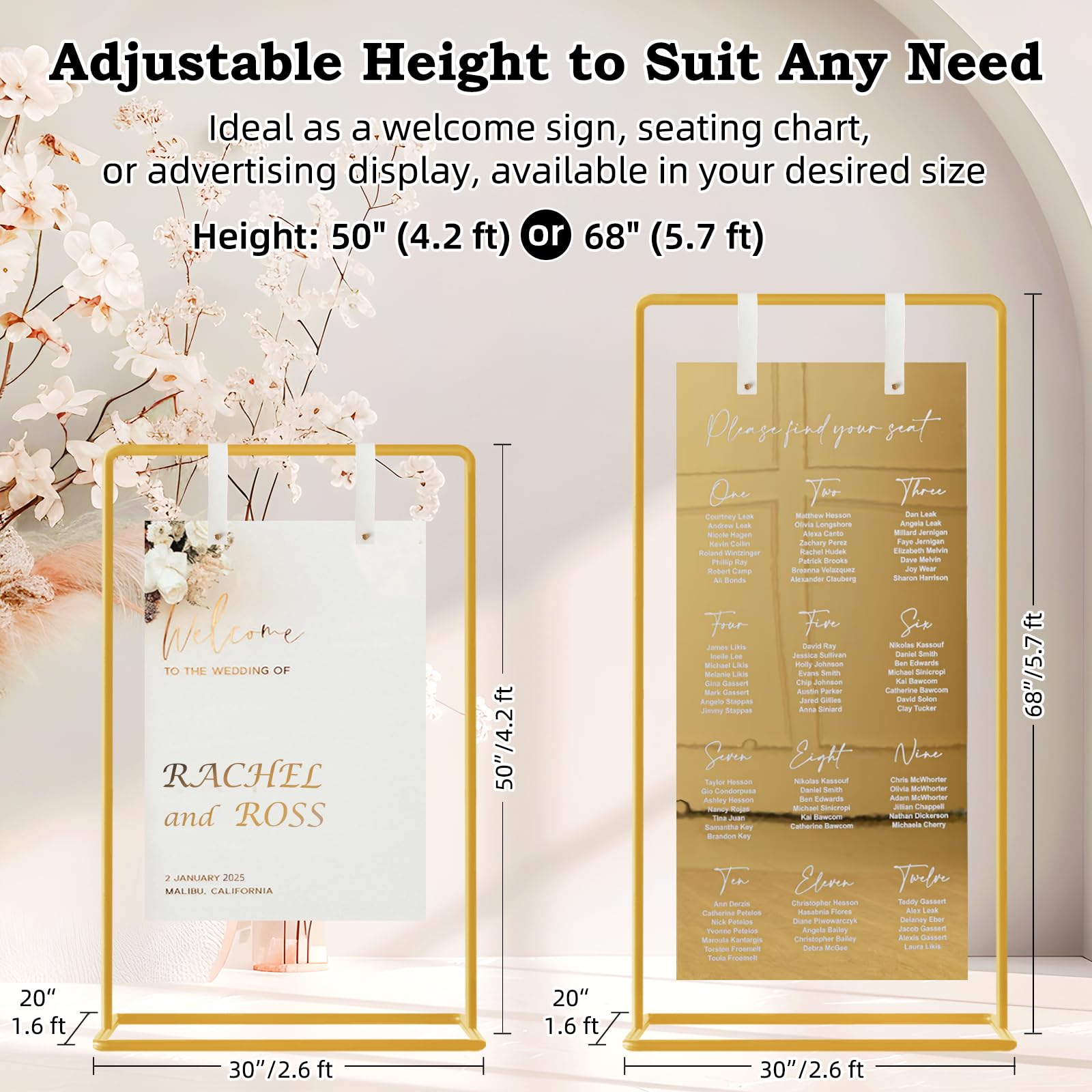 Adjustable height options for Furosa sign holder offer versatile visibility in any venue.