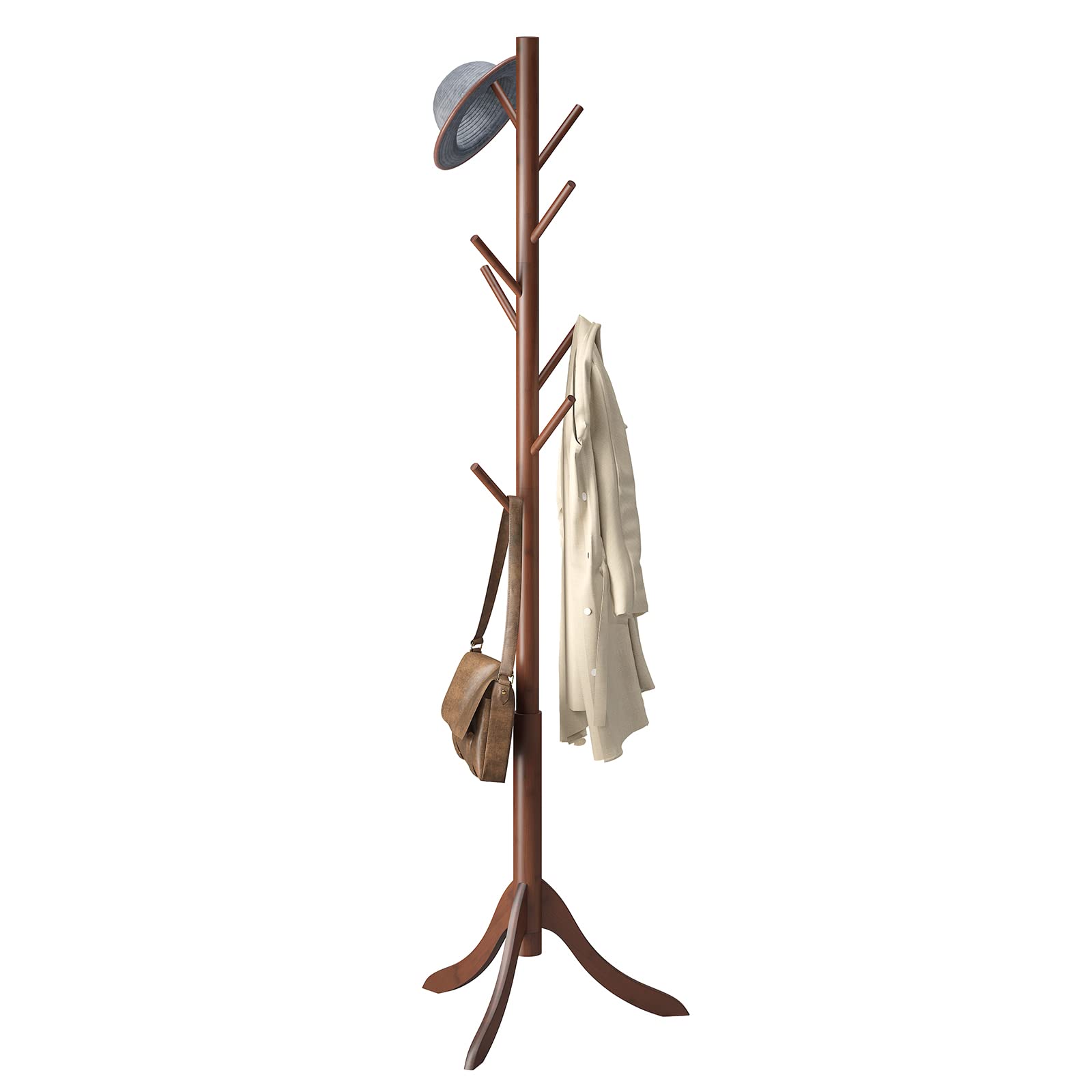 Furshus coat rack bamboo 8-hook for organized entryway storage and easy access