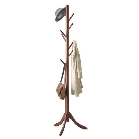 Furshus coat rack bamboo 8-hook for organized entryway storage and easy access
