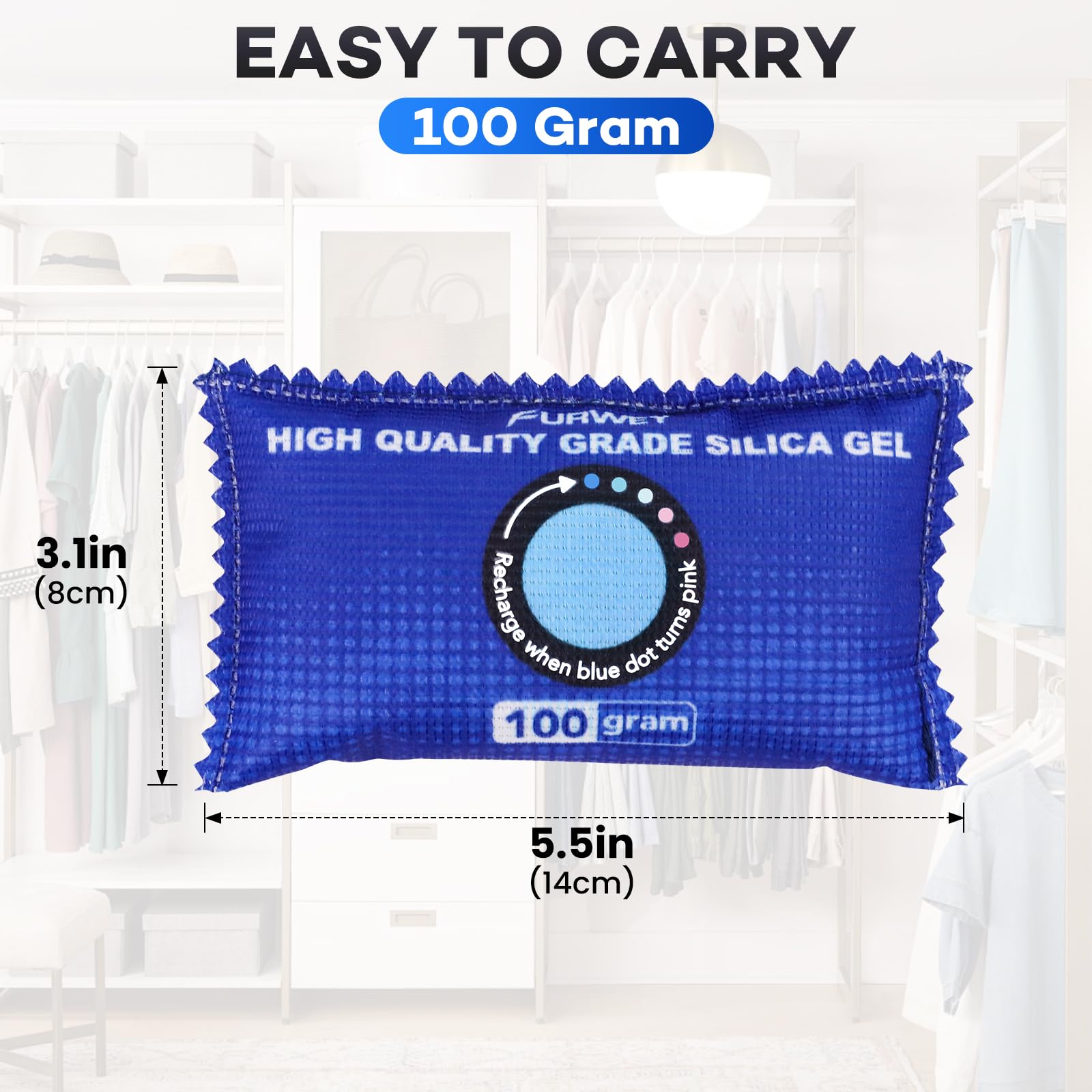 Each 100g blue silica gel pack from FURWEY protects valuables from damp.