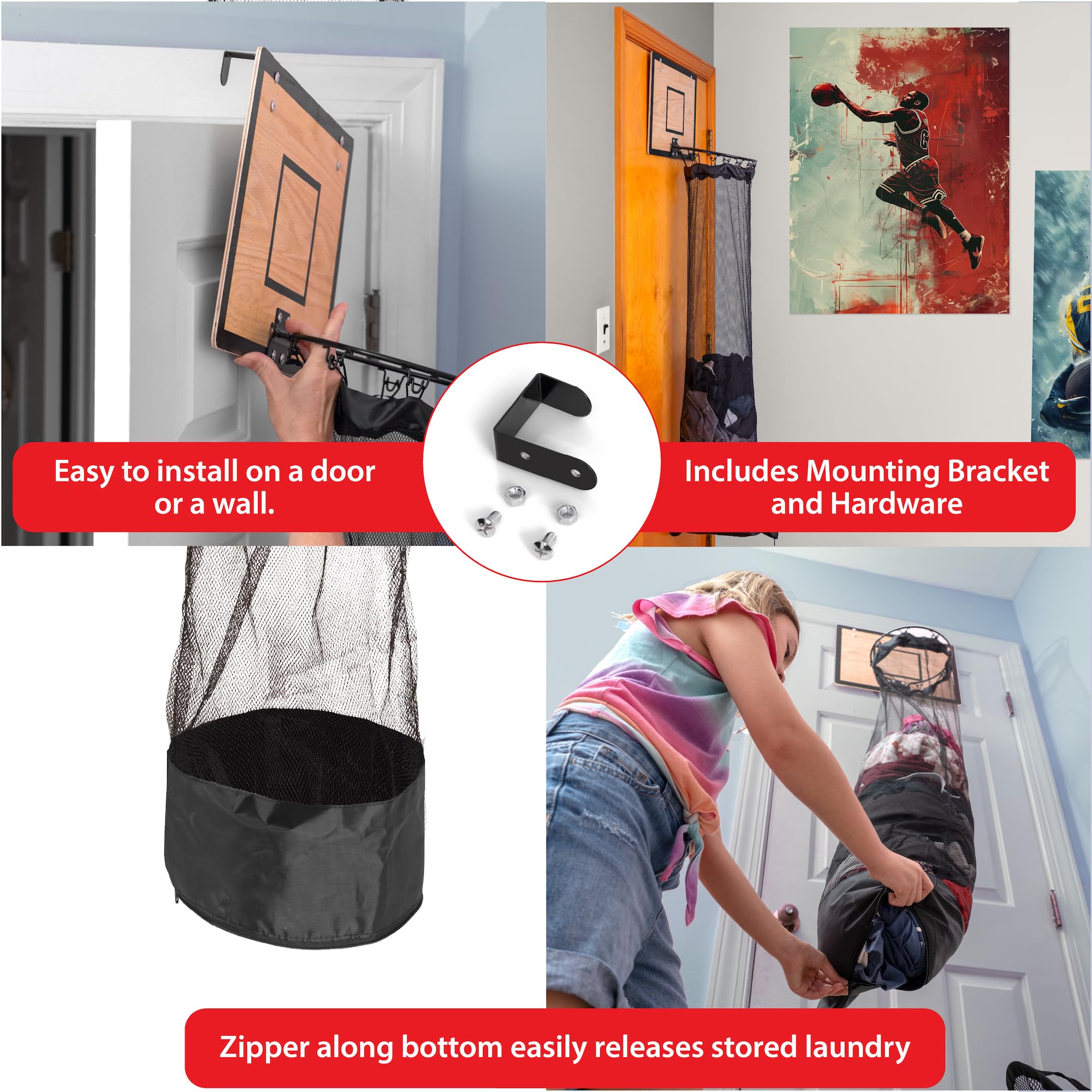 Fury Strike 48-inch laundry net demonstrates ample capacity and easy emptying.
