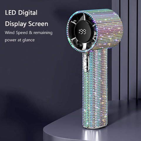 Fussybussy turbo fan shows 199-speed digital display for precise wind control.