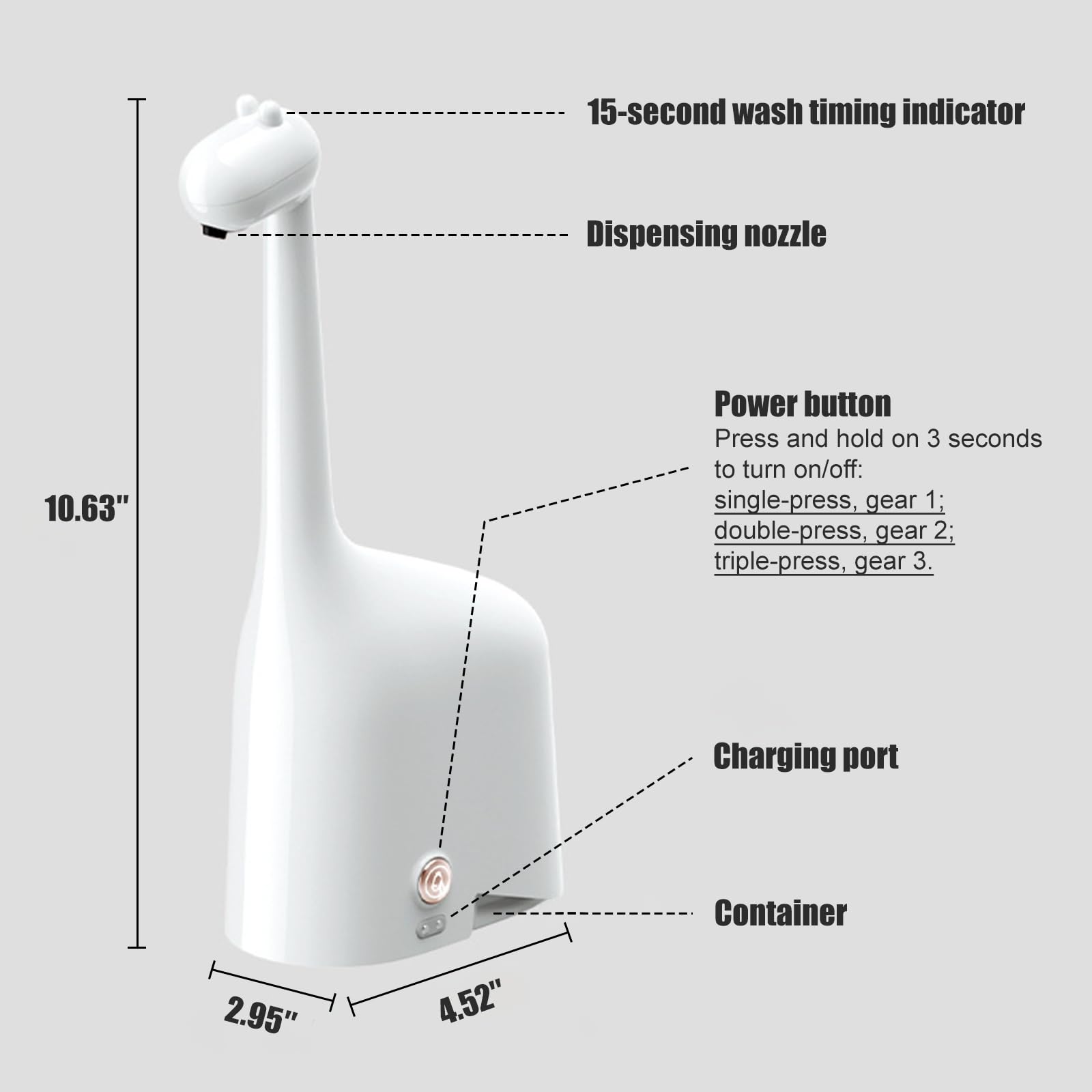 Fusunloh compact dispenser fits small sinks for kitchen and bath.
