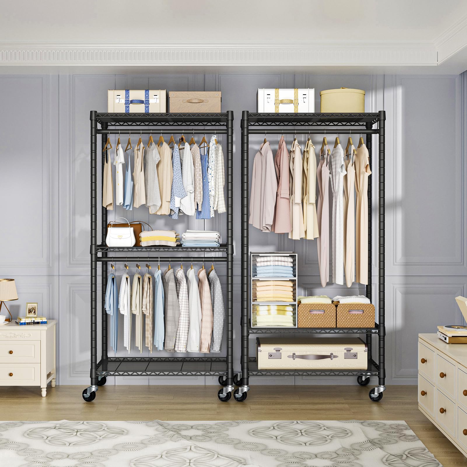 FUTASSI carbon steel construction provides stability for heavier wardrobe items.