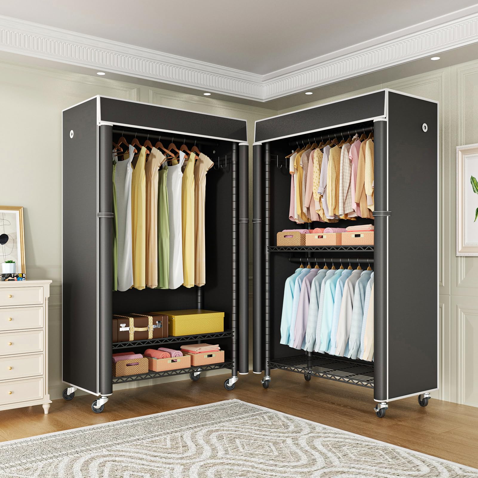 FUTASSI 3-wire shelves maximize hanging and folded storage