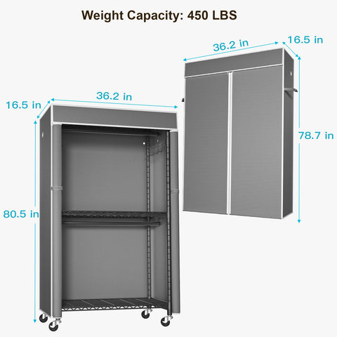 FUTASSI dustproof cover on rack with zipper for sealed storage