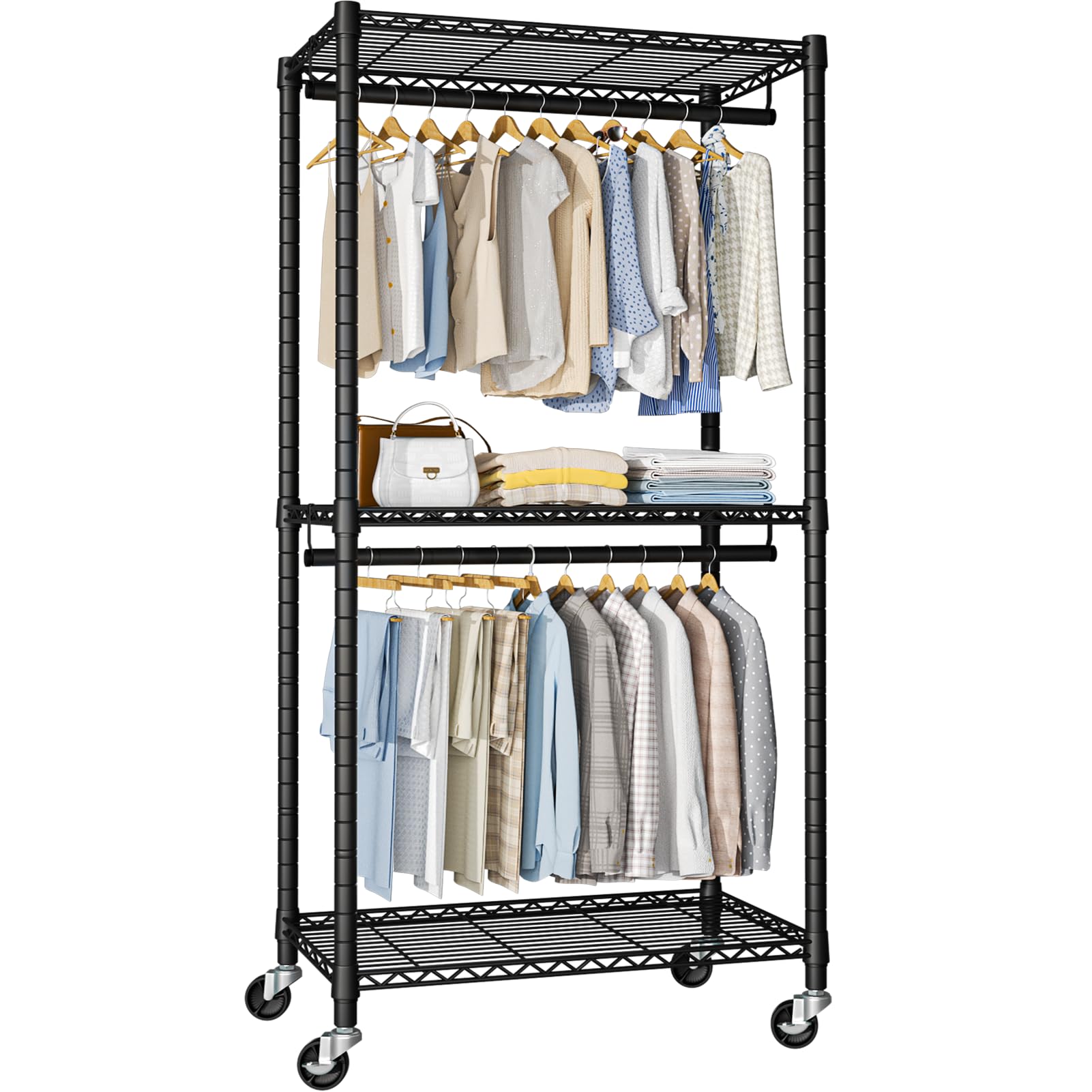 FUTASSI heavy-duty closet side view; durable frame suited for high-capacity storage.