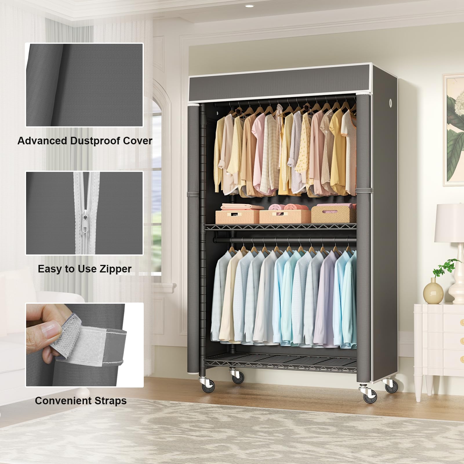 FUTASSI rack with lockable wheels for stable placement