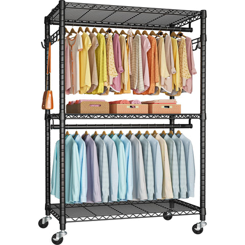 FUTASSI P1 Plus rolling clothes rack base shows sturdy construction for organized storage.