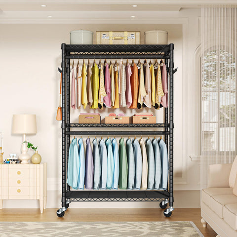 FUTASSI P1 Plus rolling clothes rack wheels enable easy movement around the home.